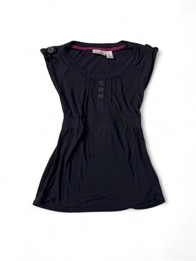 DKNY y2k sleeveless button henley babydoll top